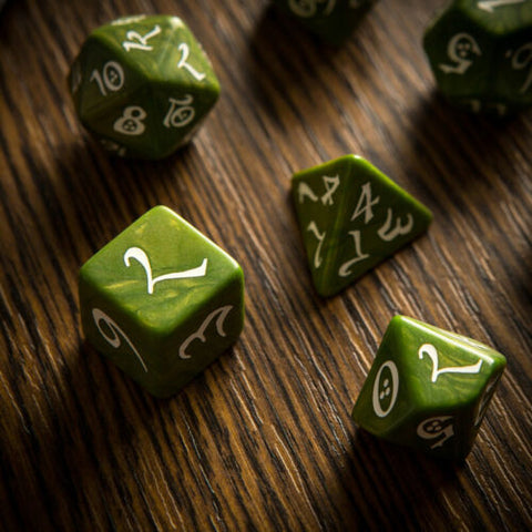 Classic Rpg Dice Set Olive And White Story Role Playing Games Q-Workshop Dnd NEW