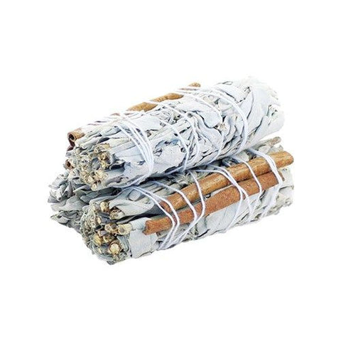 White Sage & Cinnamon Smudge Stick 10cm Spiritual Cleansing AW Gifts