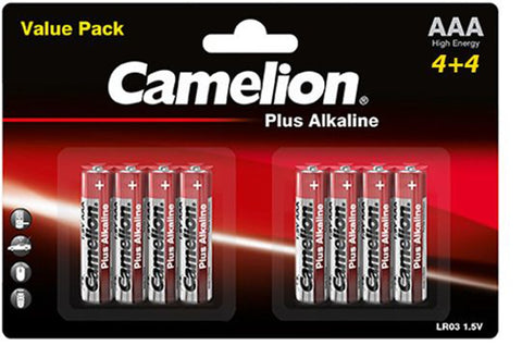 8 Camelion Aaa Plus Alkaline Batteries Lr03 Mn2400 Am4 E92 1.5V 8Bl NEW