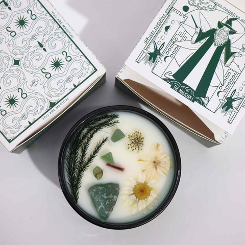 Hop Hare Jade Crystal Mint Scented Candle with Wooden Wick, 22h Burn