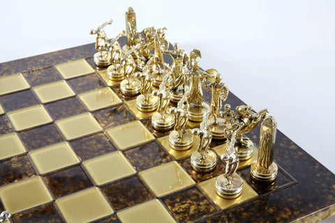 Discus Thrower Chess Set Gold & Silver Chessmen Board 36Cm Manopoulos S7Bro