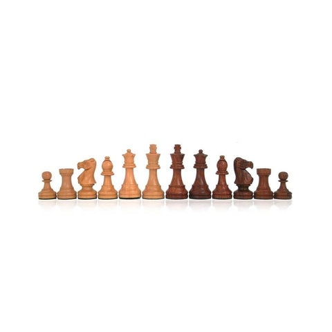 Italfama Wooden Chess Set with Genuine Leather Board 42cm Made in Italy