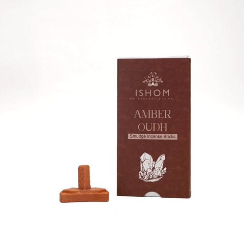 Natural Amber & Agarwood Incense Bricks with Burner, 15 Pack, Terracotta Holder