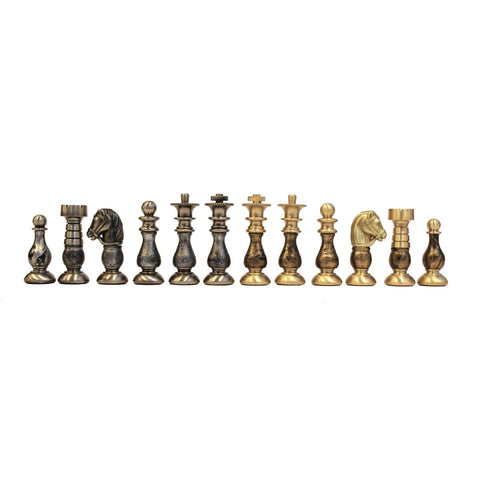 Italfama French Brass & Wood Chess Pieces Gold Silver Plated 7.5cm King