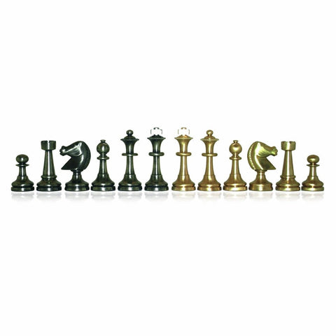 Italfama Brass Chess Pieces Gold Silver Plated Set, 7.3cm King, Italy