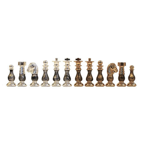 Italfama French Brass & Wood Chess Pieces, Gold Silver Plated, 3" King