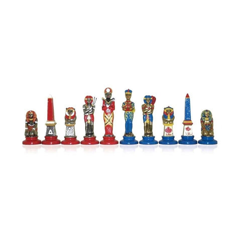 Italfama Egyptian Metal Chess Set Hand Painted 40cm Faux Leather Board