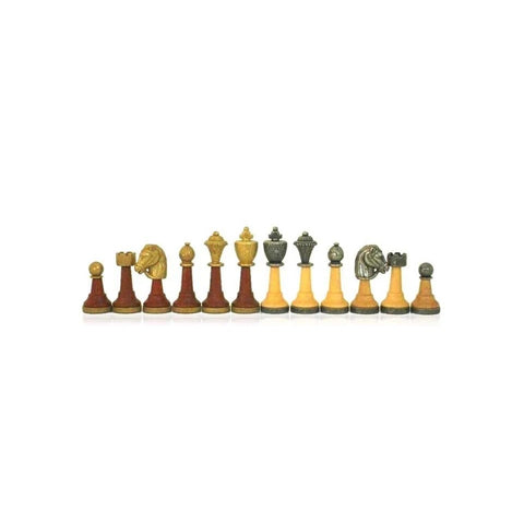 Italfama Italian Luxury Chess Set Metal Wood Pieces Walnut Box 38cm