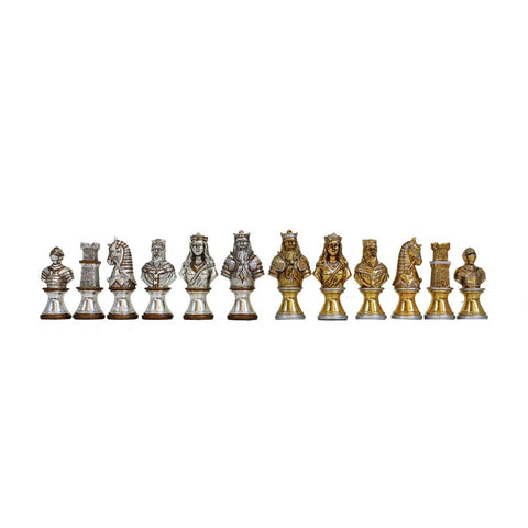 Italfama Medieval Metal Chess Pieces Gold Silver Plated King 7.5cm Italy