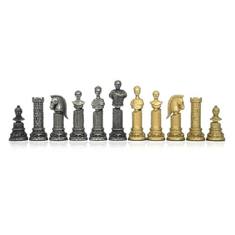 Italfama Roman Emperors Metal Chess Set Gold Silver Plated Board 43cm