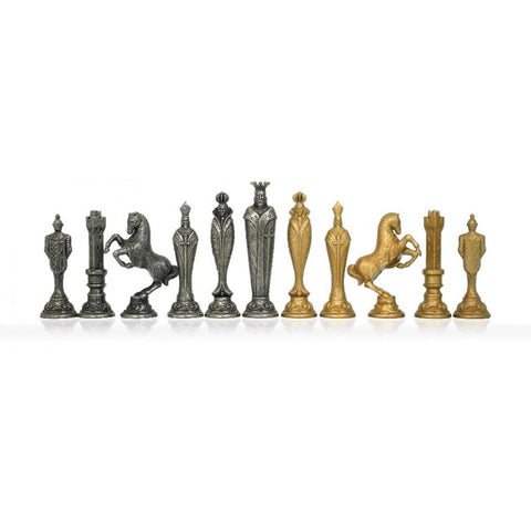 Italfama Renaissance Metal Chess Pieces Set Gold Silver Plated King 13.8cm