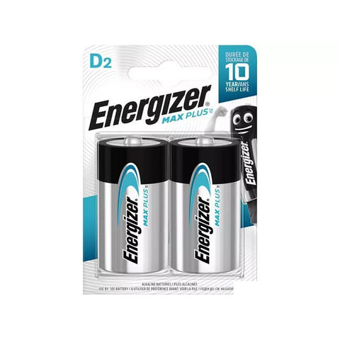 2x Energizer Max Plus D LR20 1.5V Alkaline Batteries Long Life Leakproof