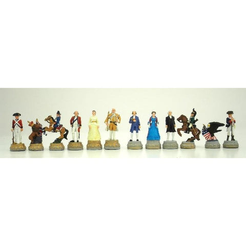Italfama American Revolution Hand-Painted Chess Set, Elm Board 51cm