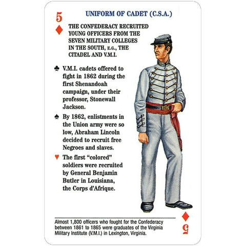 Civil War Uniforms Playing Cards Deck by U.S. Games Systems Poker Size
