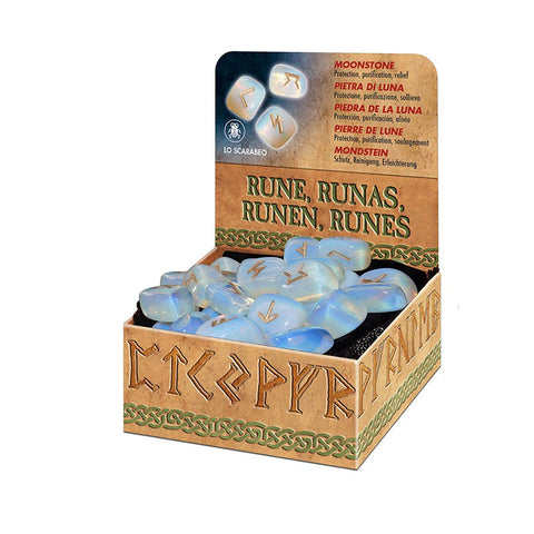 Moonstone Rune Stones Divination Set with Bag by Lo Scarabeo