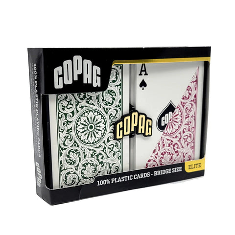 Copag 100% Plastic Bridge Size Playing Cards Set Green & Burgundy