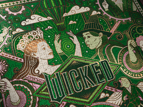 Theory11 Wicked Emerald City 1000 Piece Jigsaw Puzzle Gold Foil Art