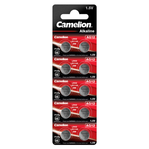 10x Camelion LR1142 LR43 AG12 1.5V Alkaline Button Cell Batteries 386
