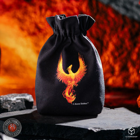 Anne Stokes Phoenix Dice Pouch Bag Cotton Drawstring by Q-Workshop
