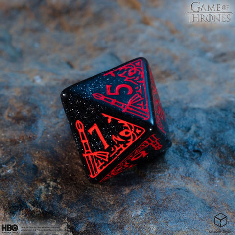 Game of Thrones Targaryen Dice Set by Q-Workshop, 8-Die Polyhedral Black/Red