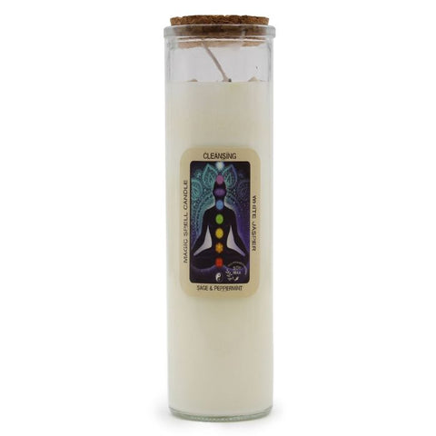 AW Gifts Cleansing Spell Candle with Gemstones, Soy Wax, 50hr Burn Glass