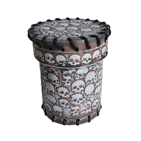 Q-Workshop Dice Macabre Leather Skull Dice Cup Black Gray RPG DnD