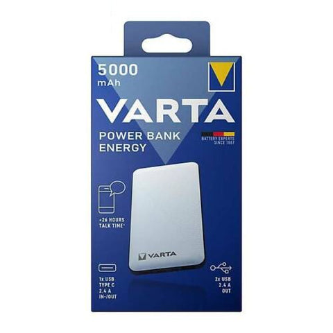 VARTA Power Bank 5000mAh USB C 3-Port Fast Charging White