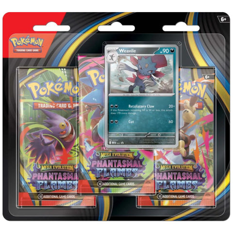 Pokemon TCG Phantasmal Flame 3-Pack Blister Box with Weavile Promo Card