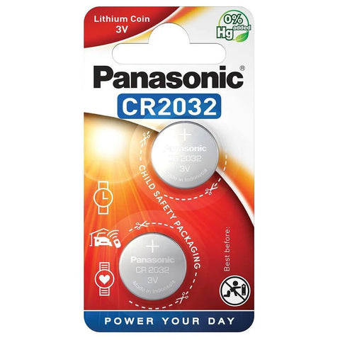 2x Panasonic CR2032 3V Lithium Coin Cell Battery DL2032 ECR2032 Set