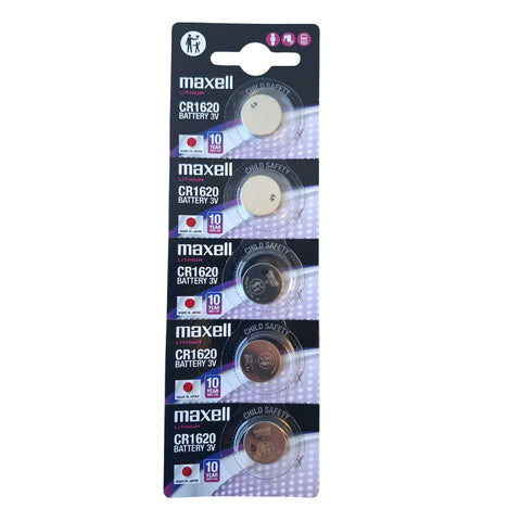 5x Maxell CR1620 3V Lithium Coin Cell Batteries for Watch Toys Remote