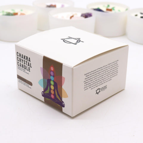 Large Seven Chakra Crystal Soy Candle with Gemstones, Moon Beams