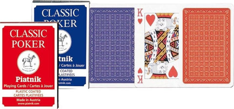 Piatnik Classic Poker Playing Cards 2-Index Deck, 55 Cards, Random Color