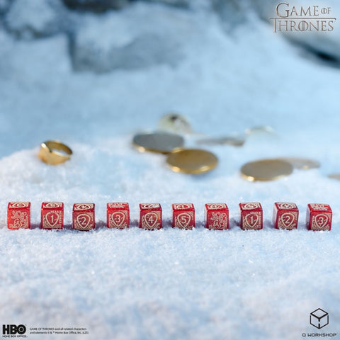 Game of Thrones Lannister Dice Set 10x D6 Red Gold - Q-Workshop Licensed