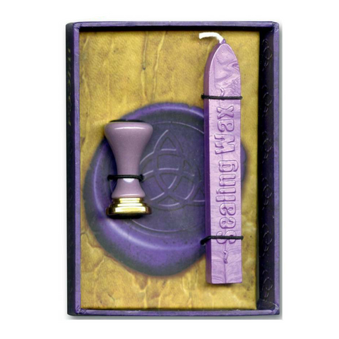 Wicca Seal Set Lo Scarabeo - Metal Wax Stamp Purple Natural Wax for Rituals Letters