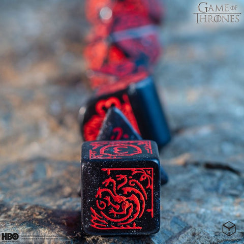 Game of Thrones Targaryen Dice Set by Q-Workshop, 8-Die Polyhedral Black/Red
