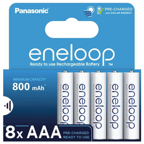 8x Panasonic Eneloop AAA Rechargeable NiMH Batteries 800mAh 1.2V