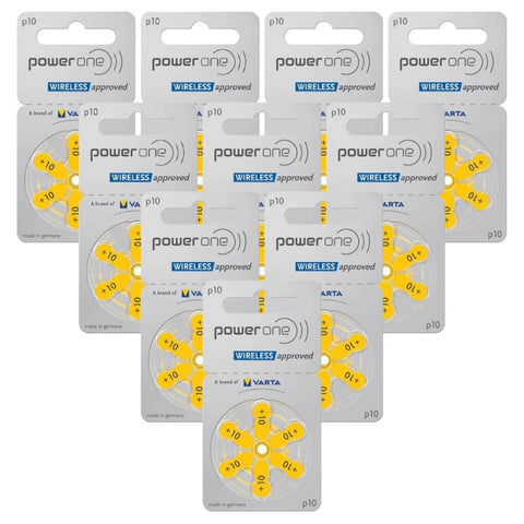 60x Varta Power One Size 10 PR70 Zinc Air Hearing Aid Batteries