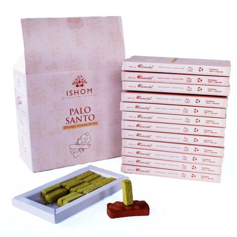 Palo Santo Incense Smudge Bricks with Terracotta Burner, 15-Pack Cleansing