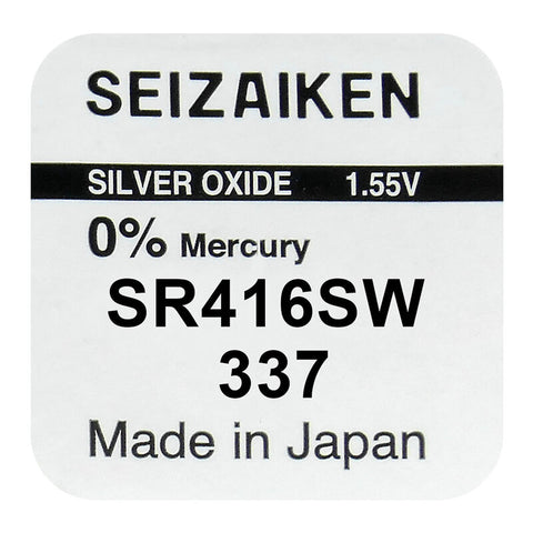 10x Seiko Seizaiken 337 SR416SW Silver Oxide Watch Batteries Japan