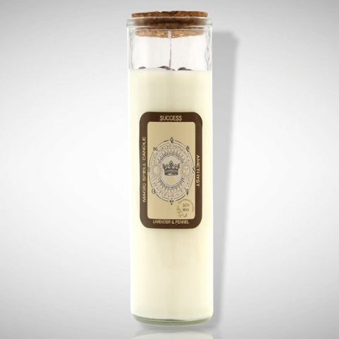 AW Gifts Success Spell Candle Soy Wax with Gemstones, 50hr Burn