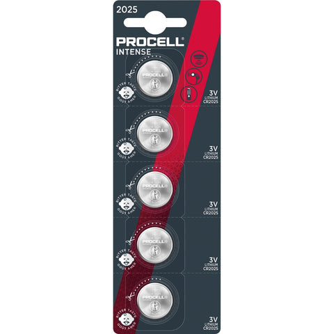 5x Duracell Procell Intense CR2025 3V Lithium Coin Cell Batteries