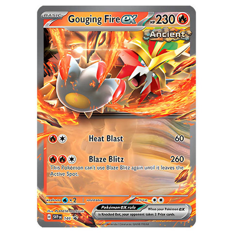 Pokemon TCG Paradox Destinies Ex Tin Gouging Fire ex + 5 Booster Packs