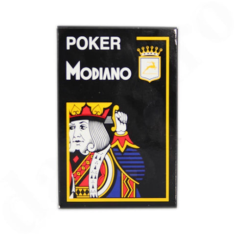 Modiano Poker Black Playing Cards Deck 4 Jumbo Index Large Plastic Italy NEW