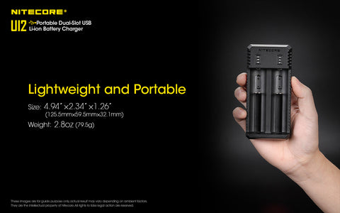 Nitecore Ui2 Portable Dual-Slot USb Battery Charger Batteries Not Included 3.6 V