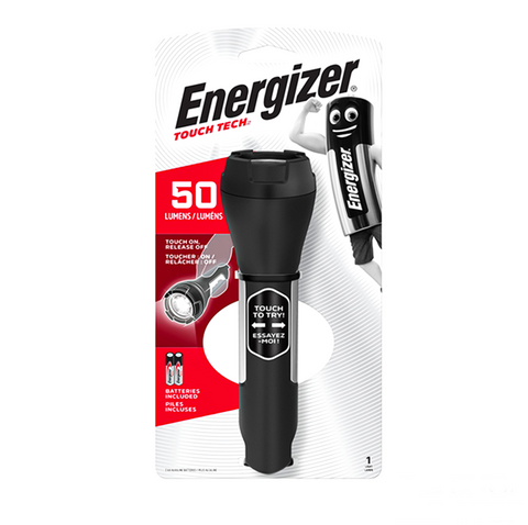 Energizer Touch Tech LED Flashlight 50 Lumens with 2x AA Batteries