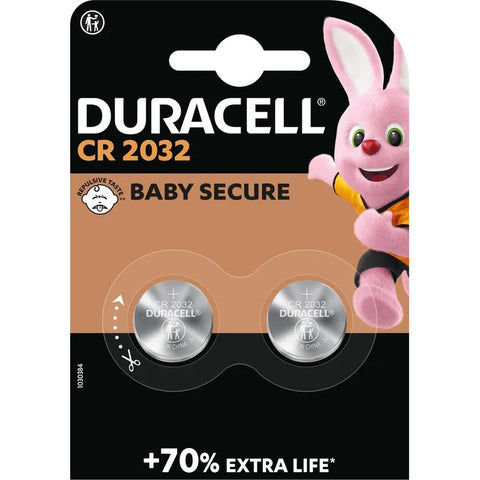2x Duracell CR2032 3V Lithium Coin Batteries DL2032 ECR2032 Watch
