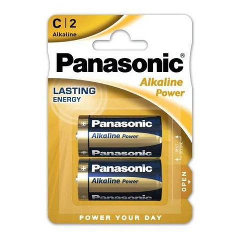 2 Panasonic Alkaline Power C Lr14 Batteries Blister 1.5V Baby R14 Mn1400 Am2 E93