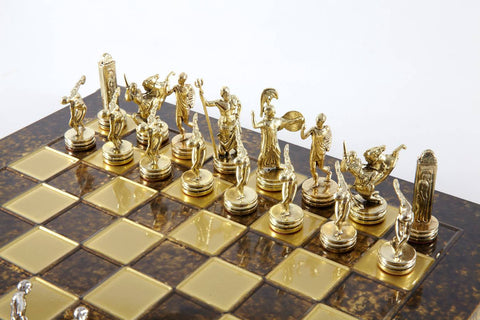 Discus Thrower Chess Set Gold & Silver Chessmen Board 36Cm Manopoulos S7Bro