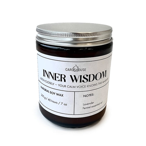 Inner Wisdom Lavender Fennel Soy Aromatherapy Candle in Amber Jar