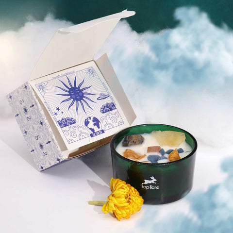 Hop Hare Lemongrass Honeysuckle Crystal Candle Citrine Sodalite Wooden Wick